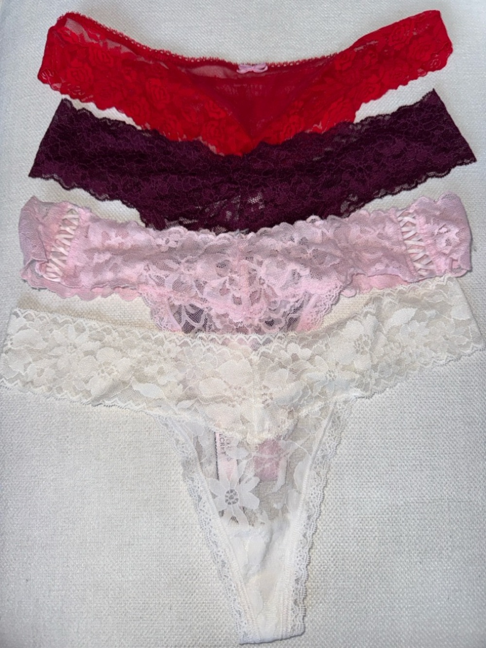 Victoria's Secret Lace Panty Set - Red, Plum, Pink & White